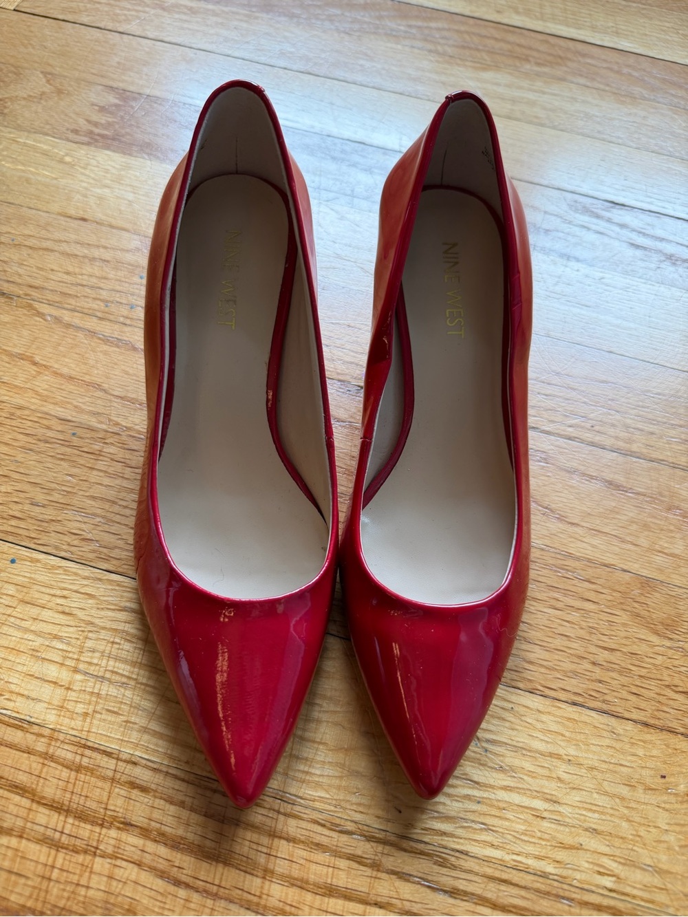 Nine West Red Patent Pointed Toe Pumps
